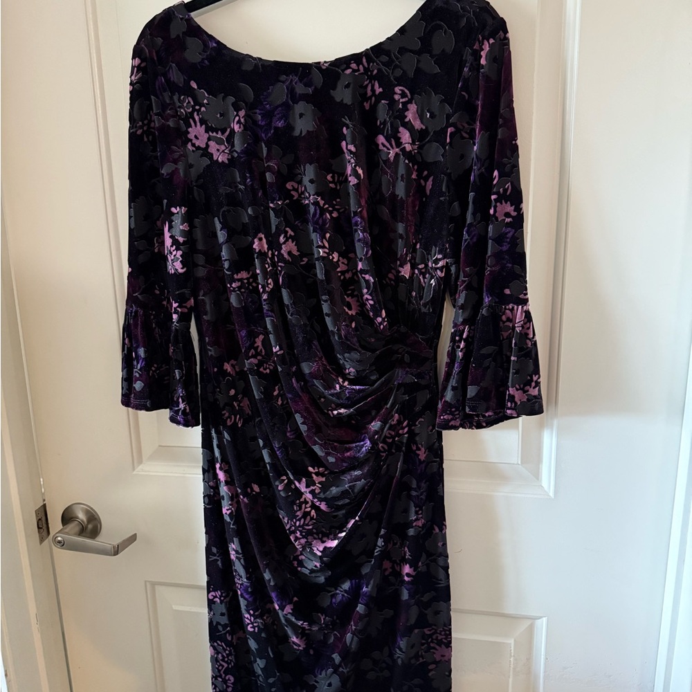 Adrianna Papell Purple and Black Floral Dress - Never Worn